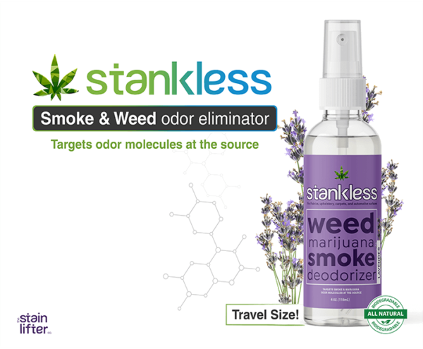 Stankless travel size bottle with background lavender scent